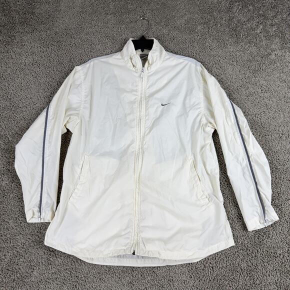 Nike Jacket Womens Small White Full Zip Windbreaker Track Running Coat - Picture 1 of 15